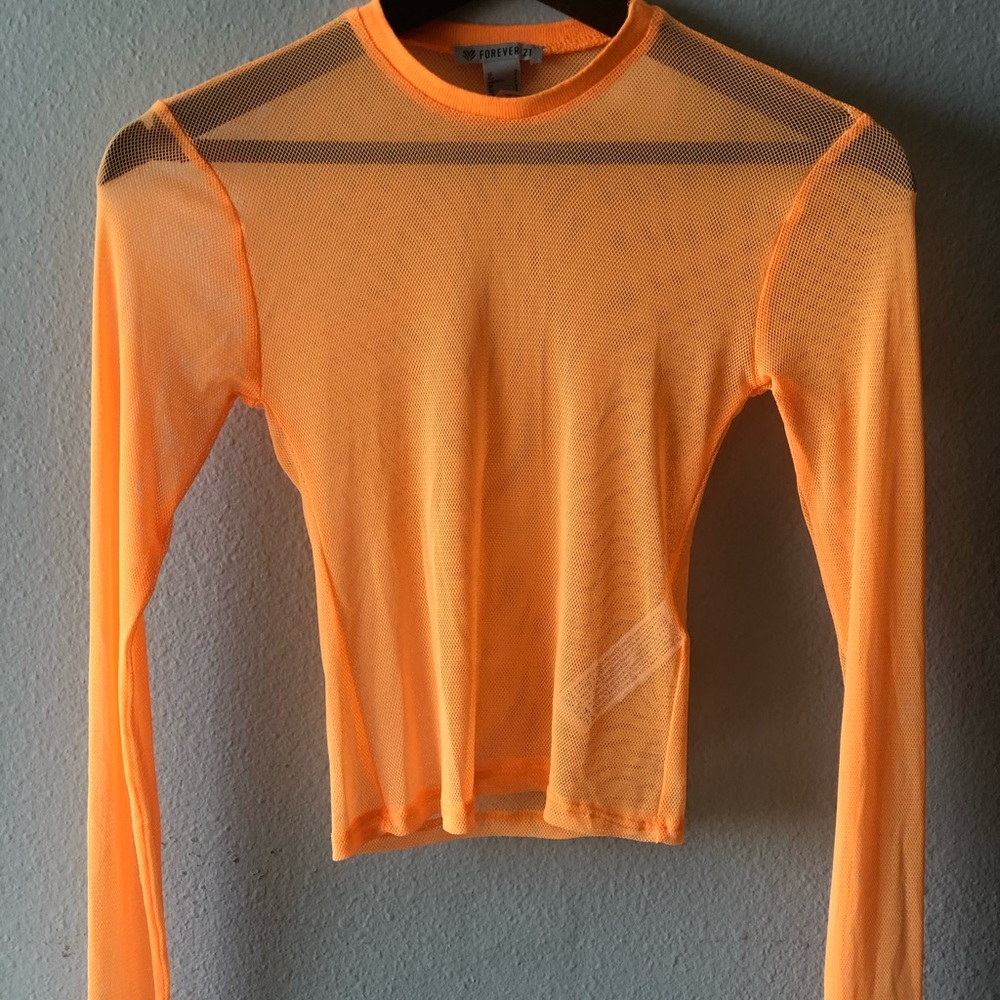 Orange mesh top